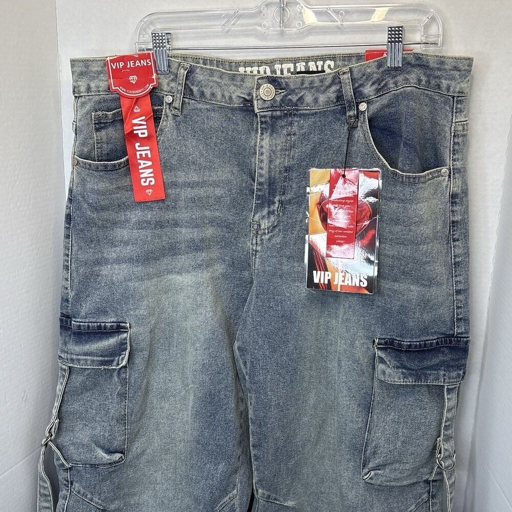 VIP Jeans Cargo Wide Leg Women’s Size 17/33 Skater Punk Stretch Sculpting - Picture 2 of 13